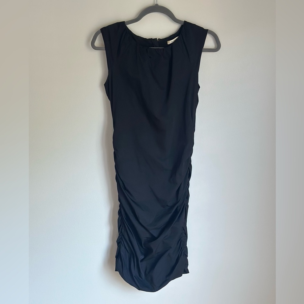 Diane Von Furstenberg DVF TULIPAN Black Sleeveless Ruched Slim Fit Dress 4 LBD